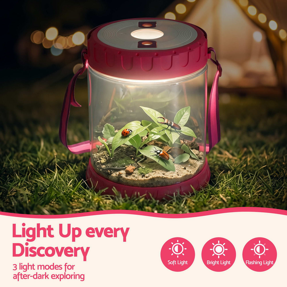 Keezi Kids Bug Catcher Kit 12pc Outdoor Explorer Toys Insect Viewer Net Shovel Pink Awezingly