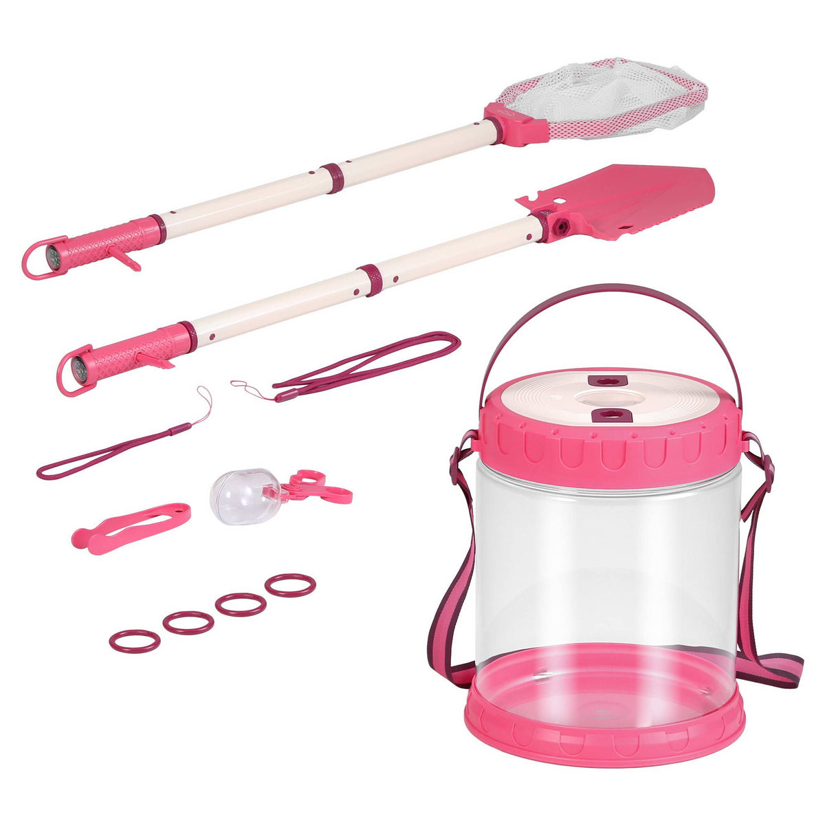 Keezi Kids Bug Catcher Kit 12pc Outdoor Explorer Toys Insect Viewer Net Shovel Pink Awezingly