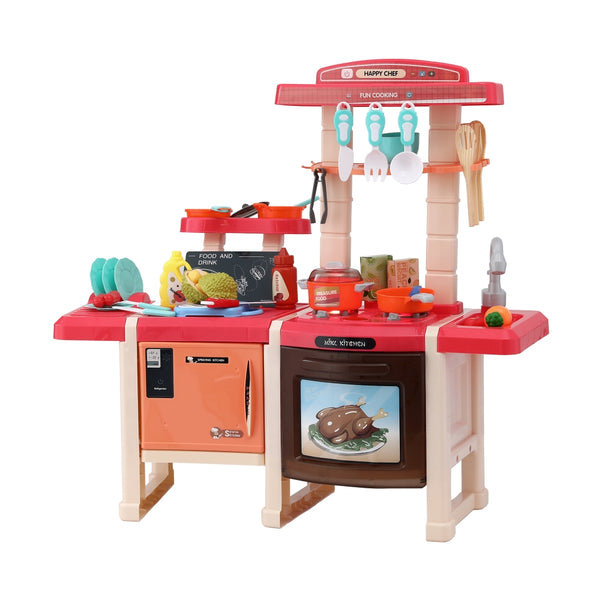 Keezi Kids Kitchen Pretend Play Set Cooking Sound Steam Light Function Keezi
