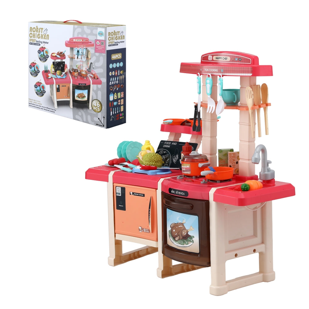 Keezi Kids Kitchen Pretend Play Set Cooking Sound Steam Light Function Keezi