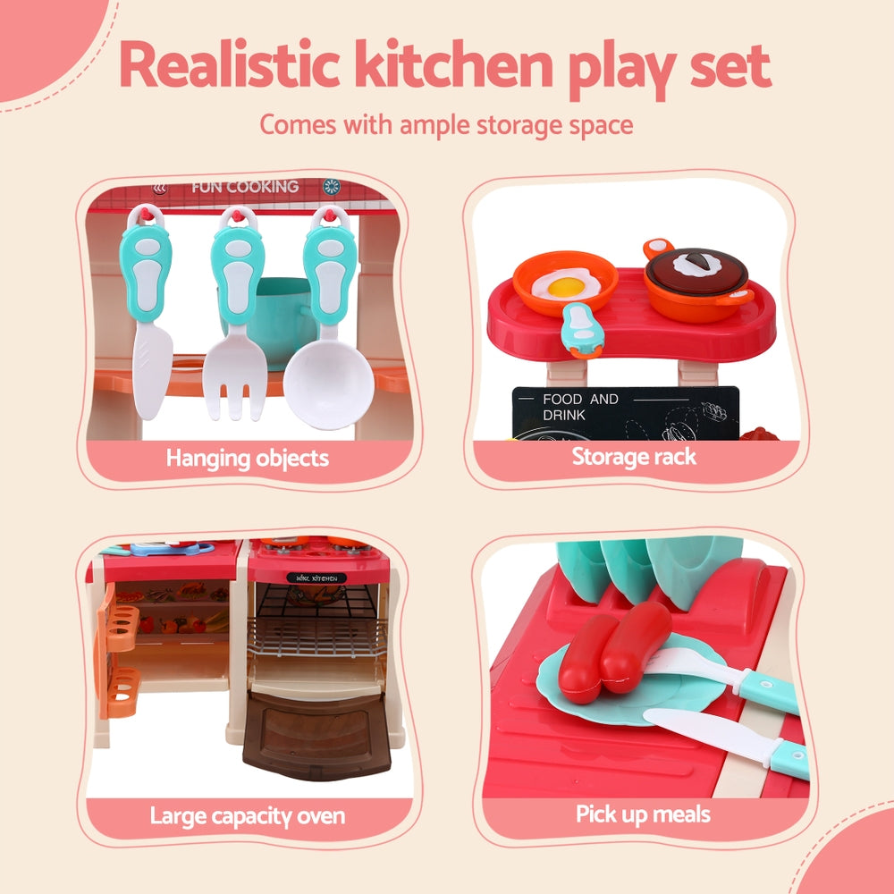 Keezi Kids Kitchen Pretend Play Set Cooking Sound Steam Light Function Keezi