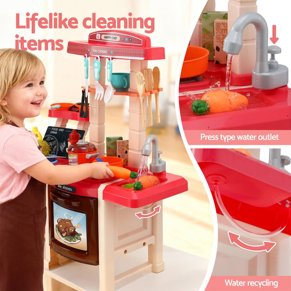 Keezi Kids Kitchen Pretend Play Set Cooking Sound Steam Light Function Keezi