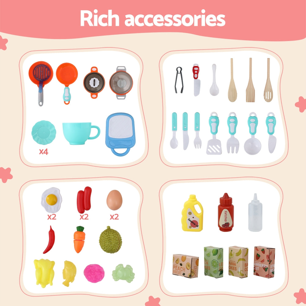 Keezi Kids Kitchen Pretend Play Set Cooking Sound Steam Light Function Keezi