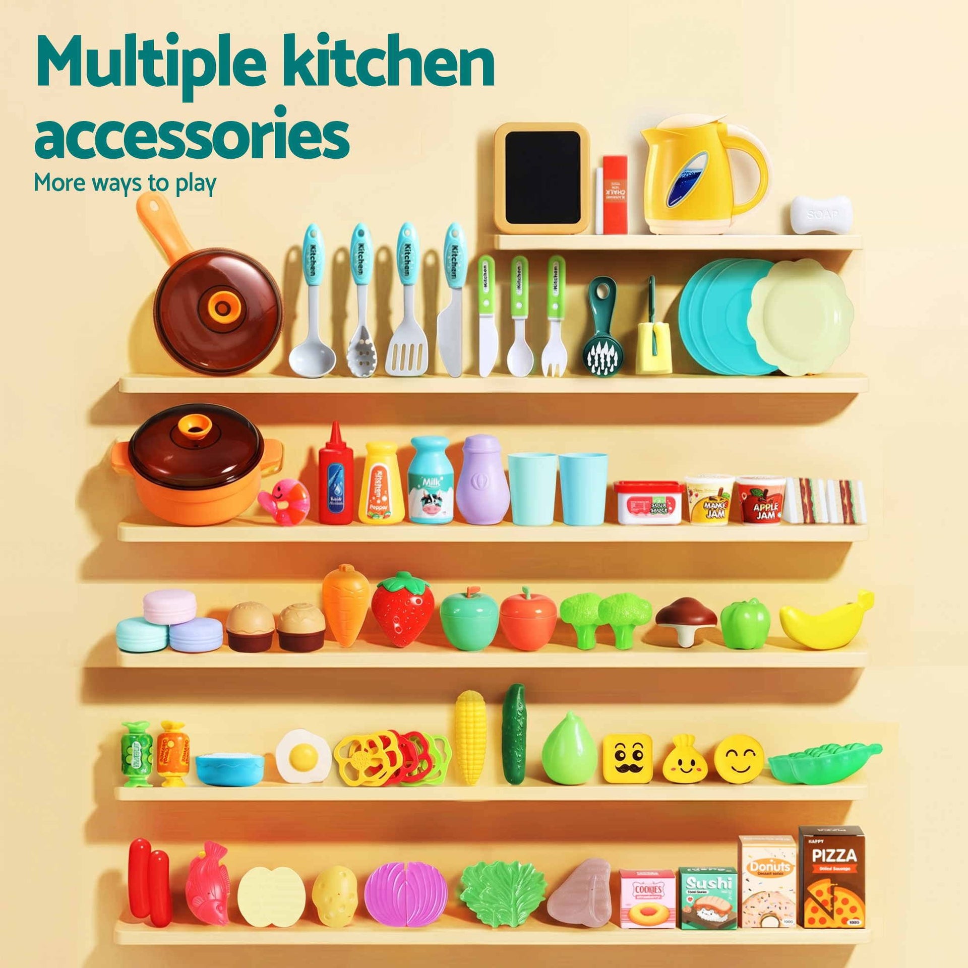 Keezi 2 Piece Kids Pretend Kitchen Playset Water Toys Fishing Game Food Play Awezingly