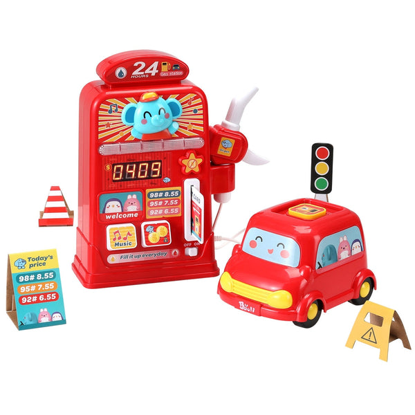 Keezi Kids Gas Petrol Station Pumper Pretend Play Toys Car Music Card Playset Keezi