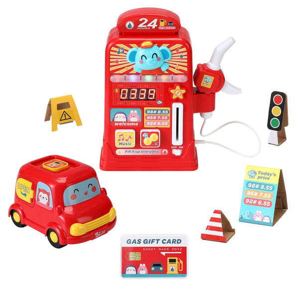 Keezi Kids Gas Petrol Station Pumper Pretend Play Toys Car Music Card Playset Keezi