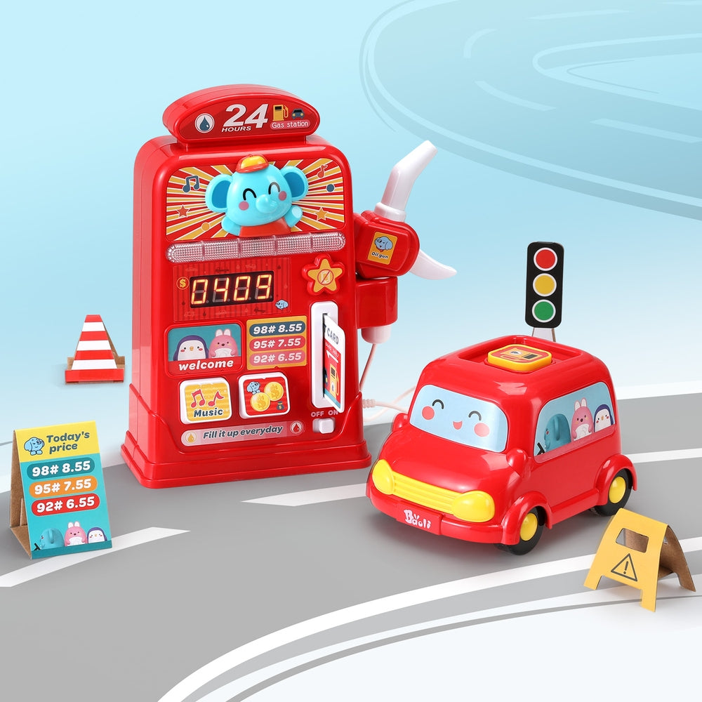 Keezi Kids Gas Petrol Station Pumper Pretend Play Toys Car Music Card Playset Keezi