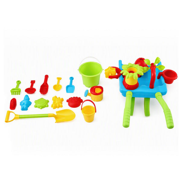 Keezi Kids Sandpit Beach Toys Set Wheelbarrow Shovels Animal Molds Sand Play Awezingly