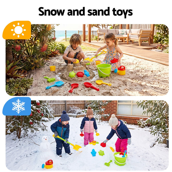 Keezi Kids Sandpit Beach Toys Set Wheelbarrow Shovels Animal Molds Sand Play Awezingly