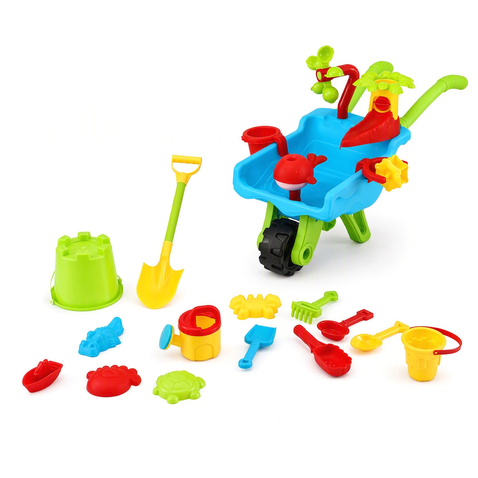Keezi Kids Sandpit Beach Toys Set Wheelbarrow Shovels Animal Molds Sand Play Awezingly