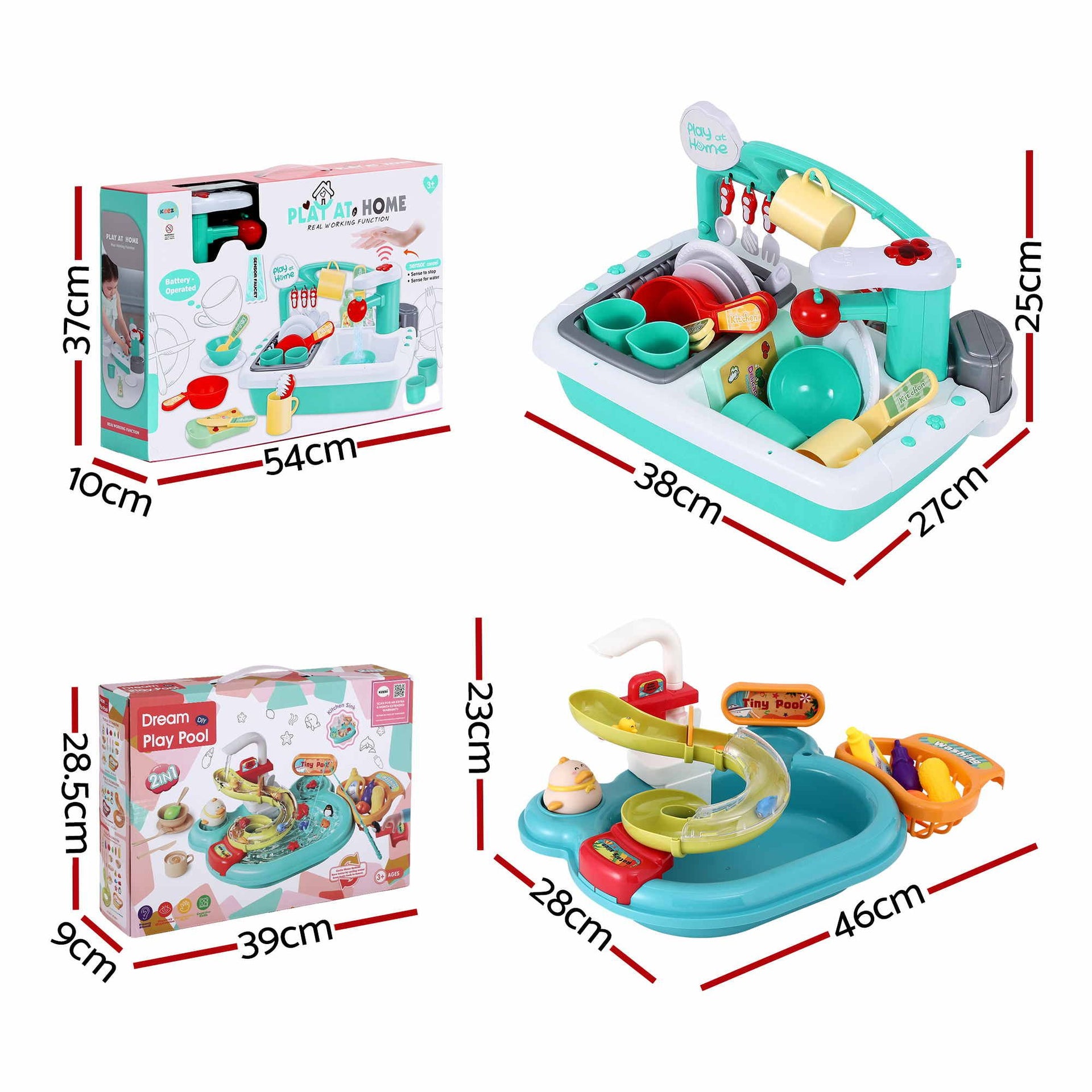 Keezi Kids Pretend Kitchen Sink and Water Playset Fishing Game Toys Play food Awezingly