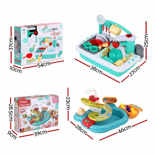 Keezi Kids Pretend Kitchen Sink and Water Playset Fishing Game Toys Play food Awezingly
