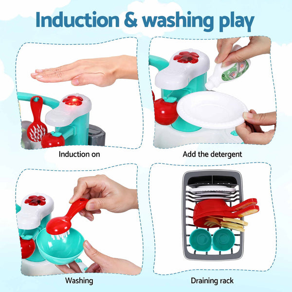 Keezi Kids Pretend Kitchen Sink and Water Playset Fishing Game Toys Play food Awezingly