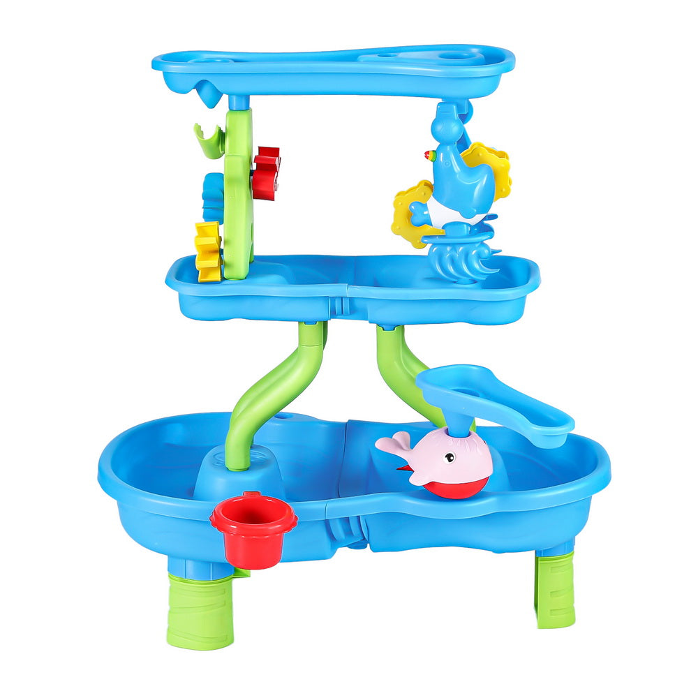 Keezi Kids Sand and Water Table 4-Tier Waterfall Sandpit Toys Beach Shovel Awezingly