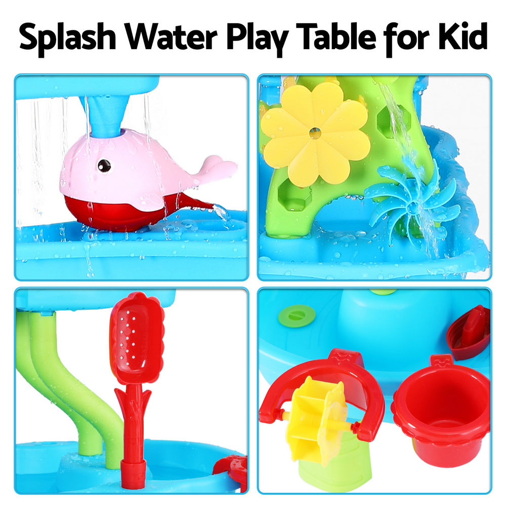 Keezi Kids Sand and Water Table 4-Tier Waterfall Sandpit Toys Beach Shovel Awezingly
