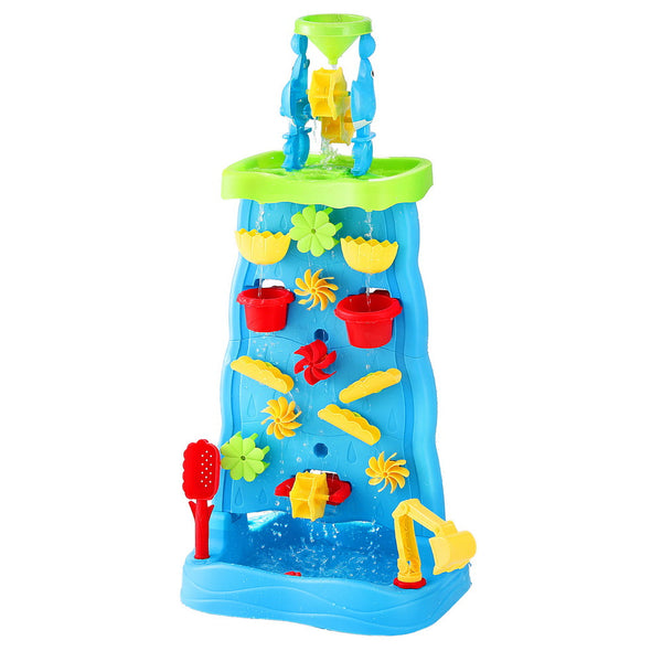 Keezi Kids Sand and Water Table Waterfall Wall Sandpit Toys Beach Shovel Awezingly