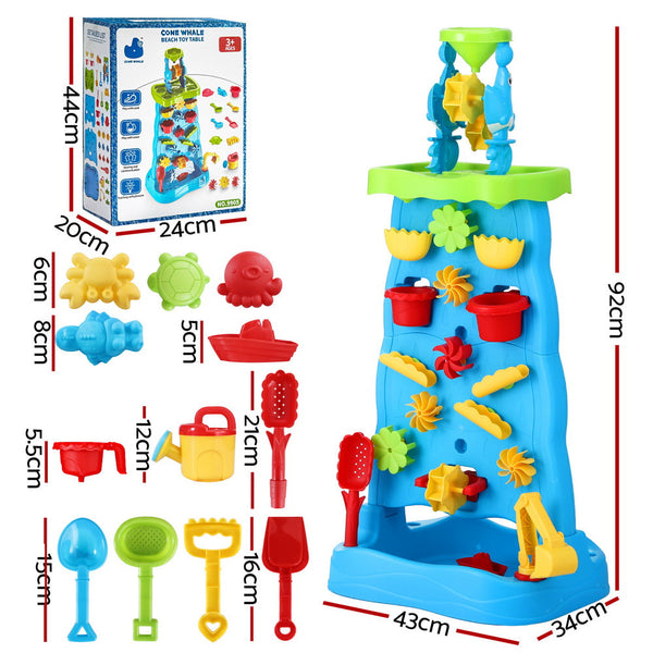 Keezi Kids Sand and Water Table Waterfall Wall Sandpit Toys Beach Shovel Awezingly
