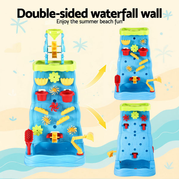 Keezi Kids Sand and Water Table Waterfall Wall Sandpit Toys Beach Shovel Awezingly