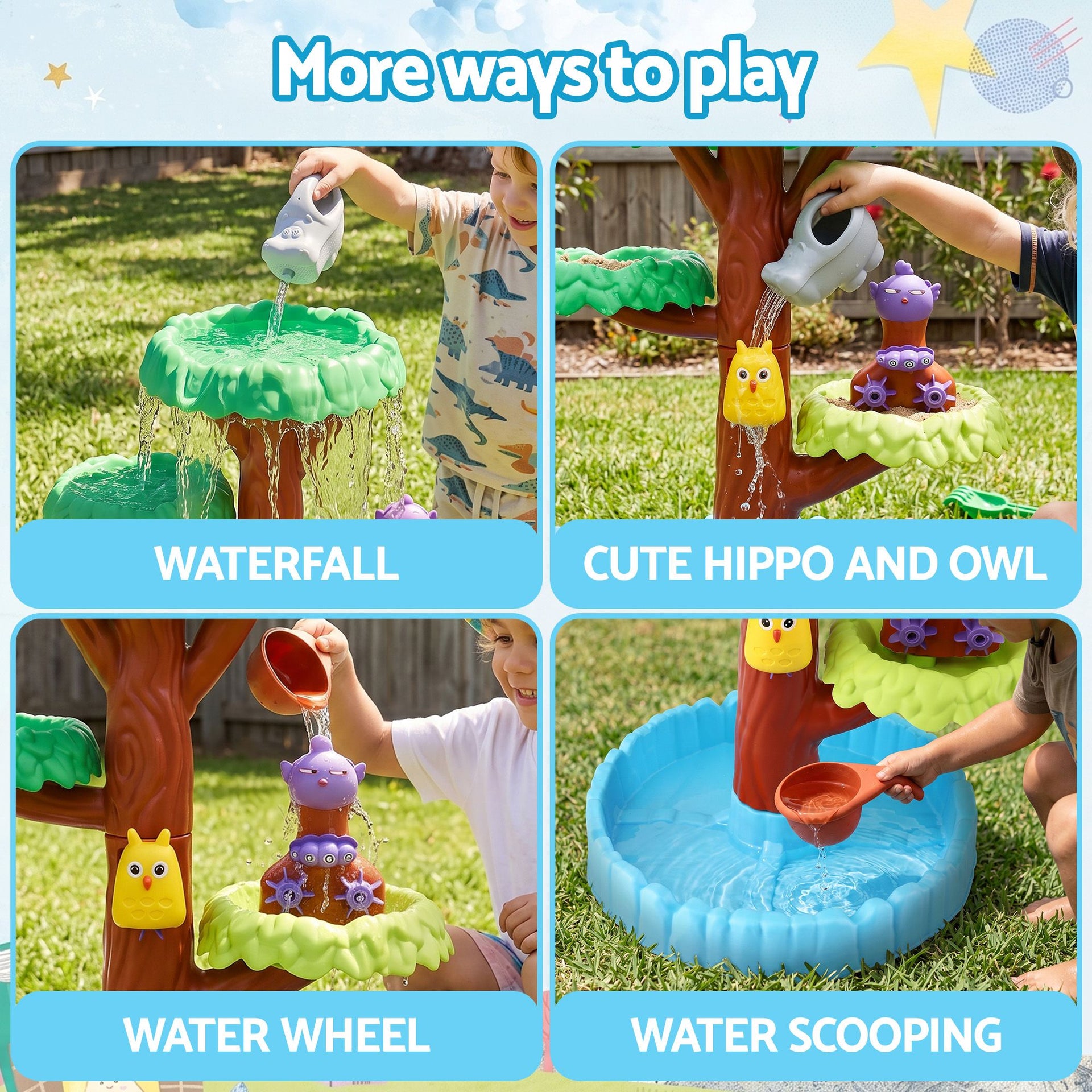 Keezi 62cm Tree Water Table Kids Sandpit Toys Set with Shovels Molds for Sand Play Awezingly