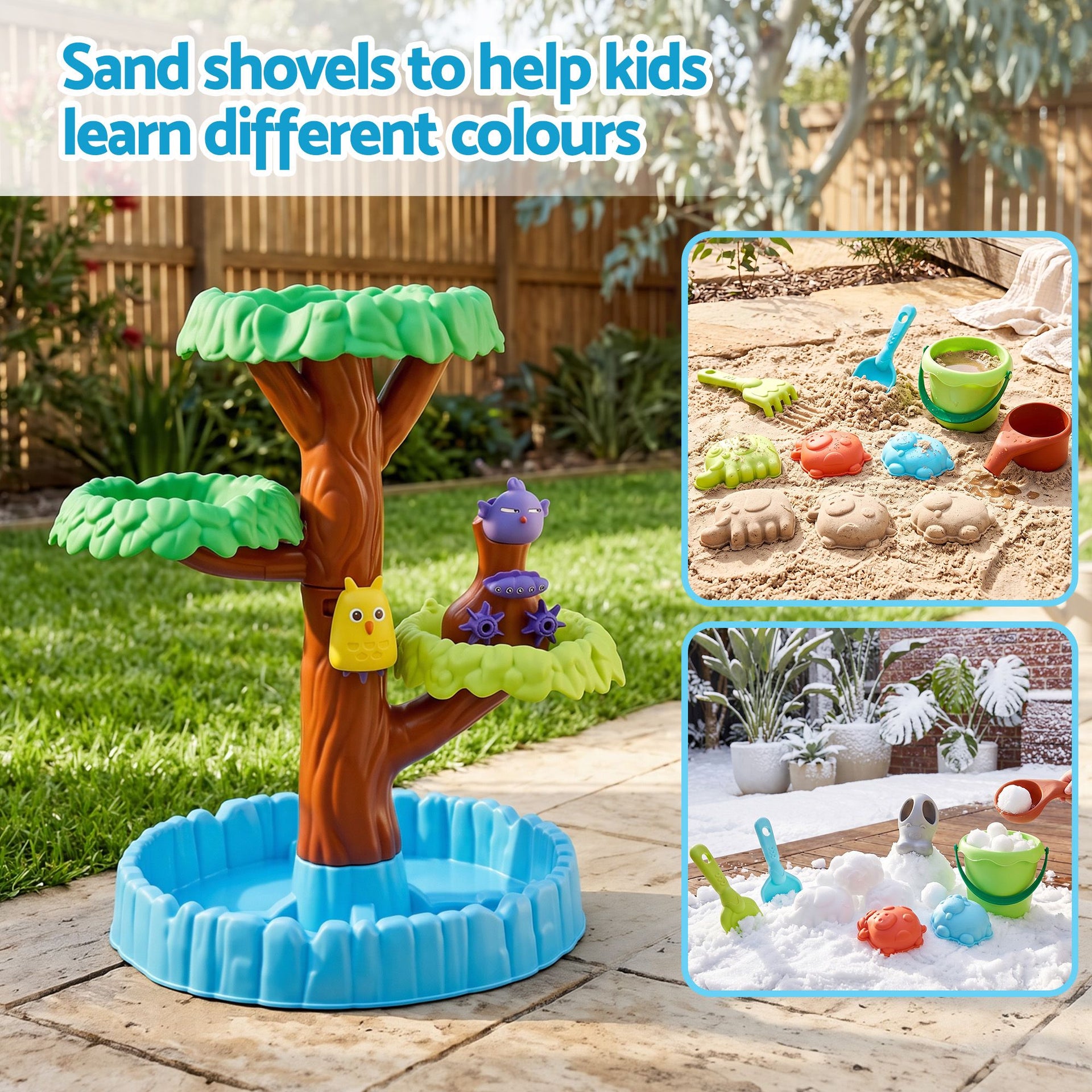 Keezi 62cm Tree Water Table Kids Sandpit Toys Set with Shovels Molds for Sand Play Awezingly