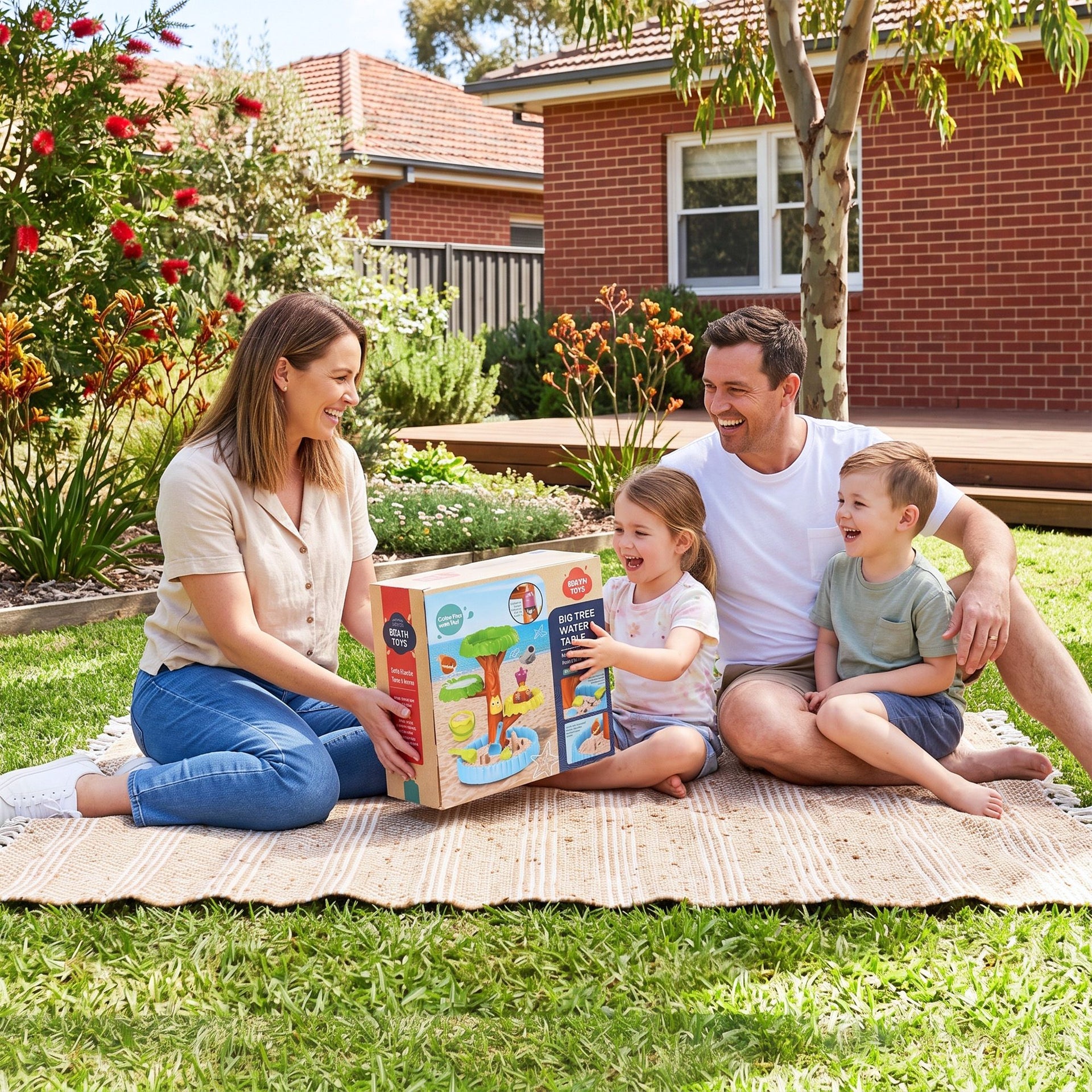 Keezi 62cm Tree Water Table Kids Sandpit Toys Set with Shovels Molds for Sand Play Awezingly