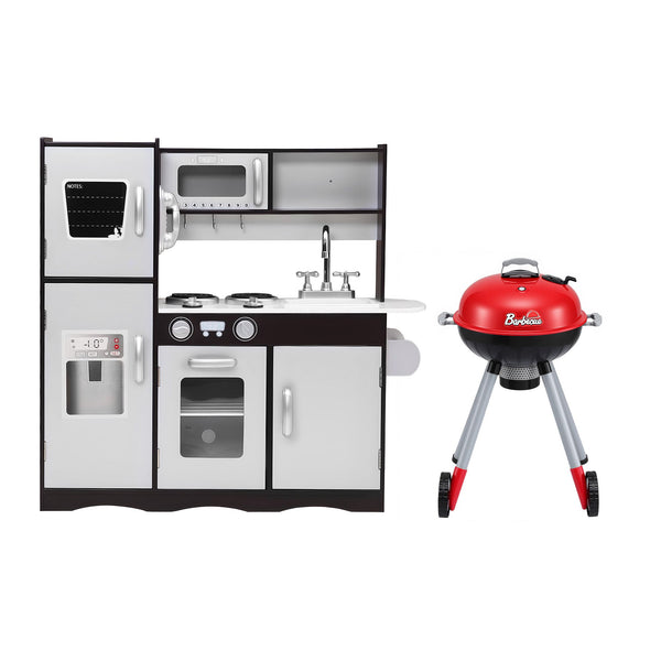 Keezi Kids Kitchen Playset BBQ Grill Toy with Wooden Pretend Play Set 80cm Awezingly