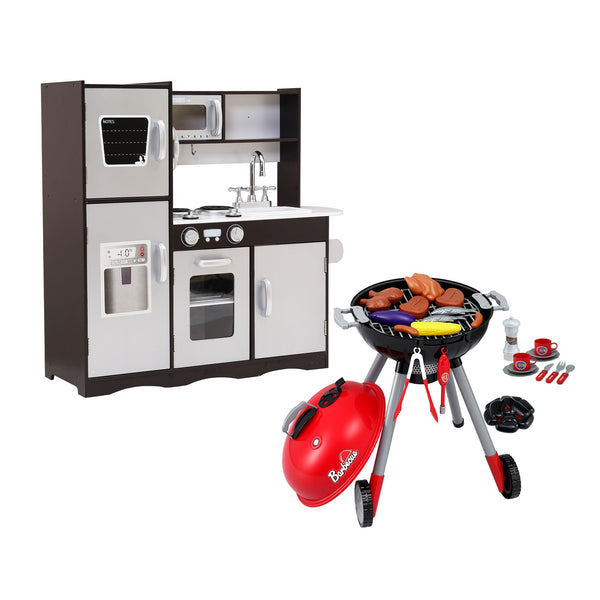 Keezi Kids Kitchen Playset BBQ Grill Toy with Wooden Pretend Play Set 80cm Awezingly