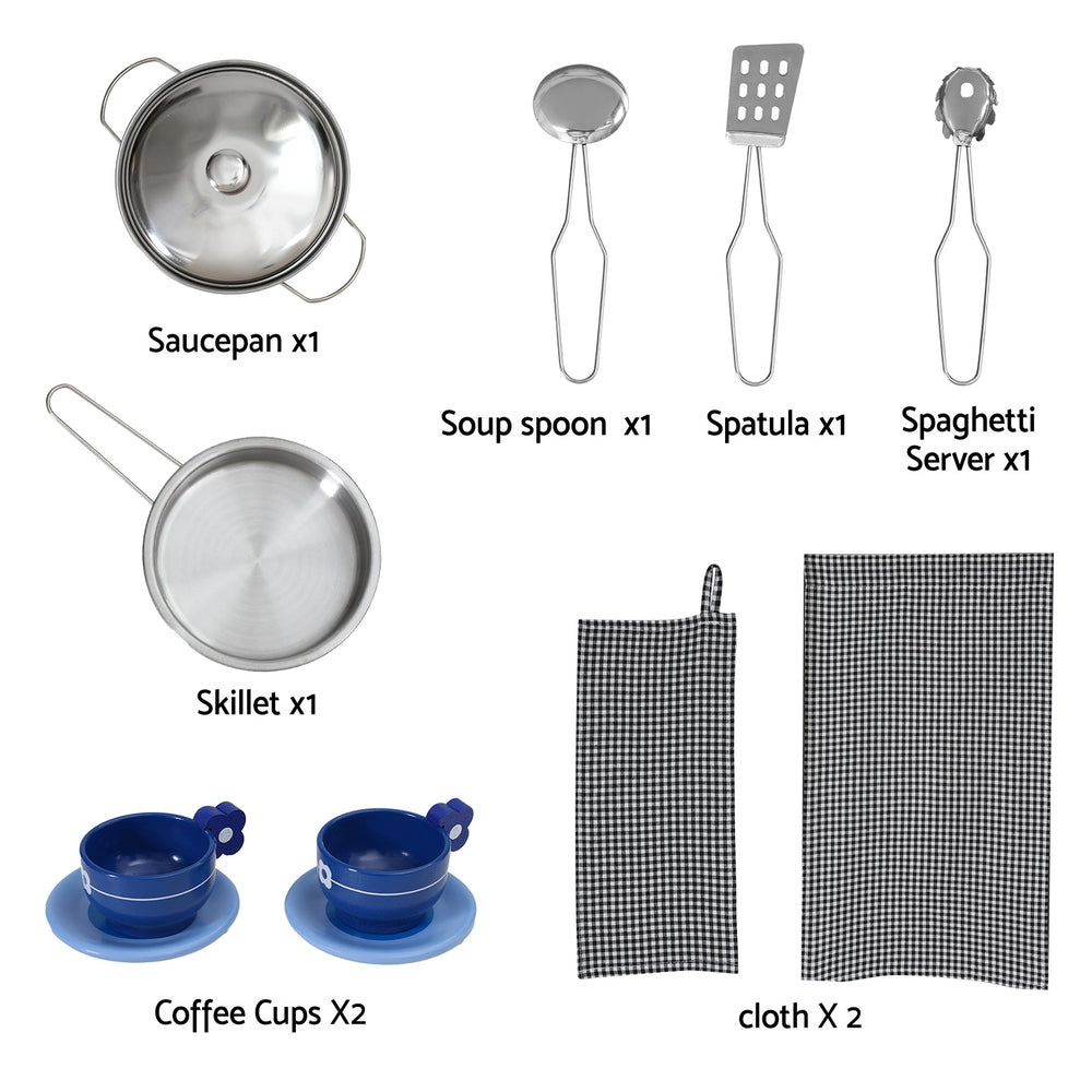 Keezi Kids Kitchen Playset 2-Piece Wooden Pretend Play Coffee Maker Toy 80CM White Keezi