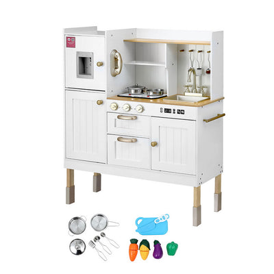 Keezi Kids Kitchen Play Set Wooden Pretend Toys Cooking Children Storage Golden