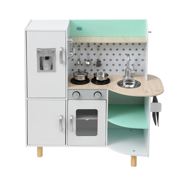 Keezi Kids Wooden Pretend Kitchen Play Sets Cooking Toys Oven Fridge 85CM Green Keezi
