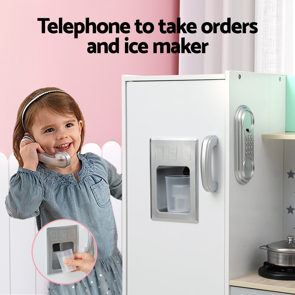 Keezi Kids Wooden Pretend Kitchen Play Sets Cooking Toys Oven Fridge 85CM Green Keezi