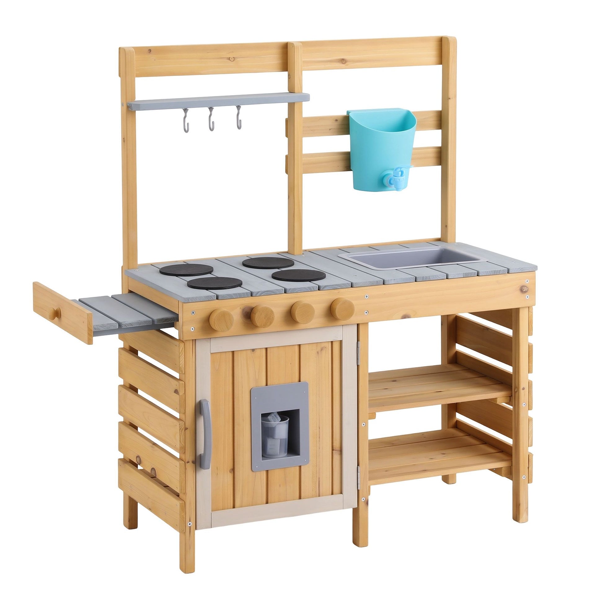 Keezi Kids Kitchen Playset Wooden Play Kitchen Mud Kitchen Toy Kitchen 95cm Tall Keezi