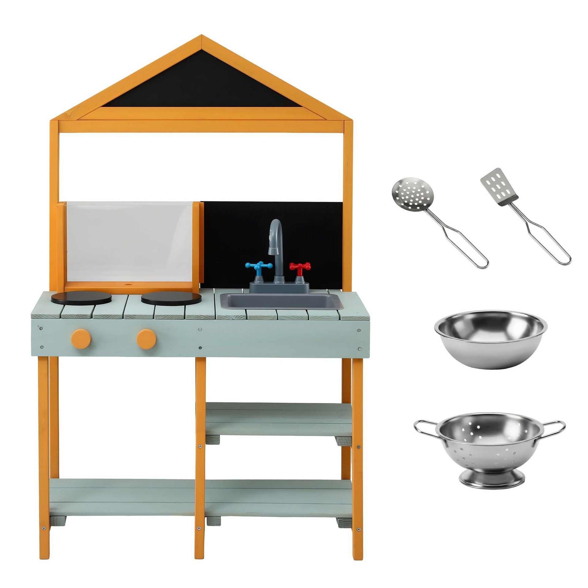 Keezi Kids Mud Kitchen Play Kitchen Toy Kitchen Set with Blackboard 110cm Awezingly
