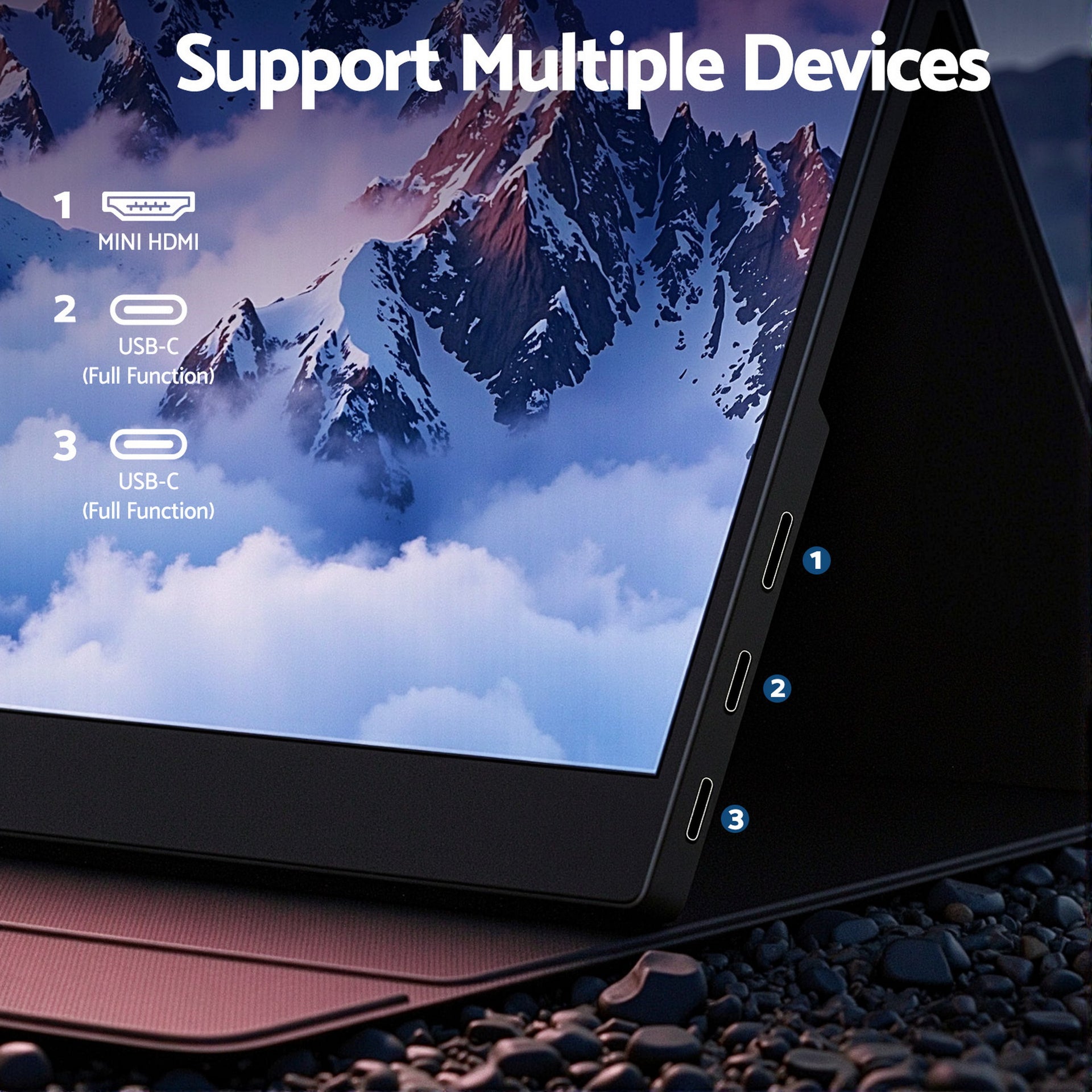 Devanti 15.6 Inch Portable Monitor FHD 1080P IPS USB-C HDMI Gaming Laptop Screen Awezingly