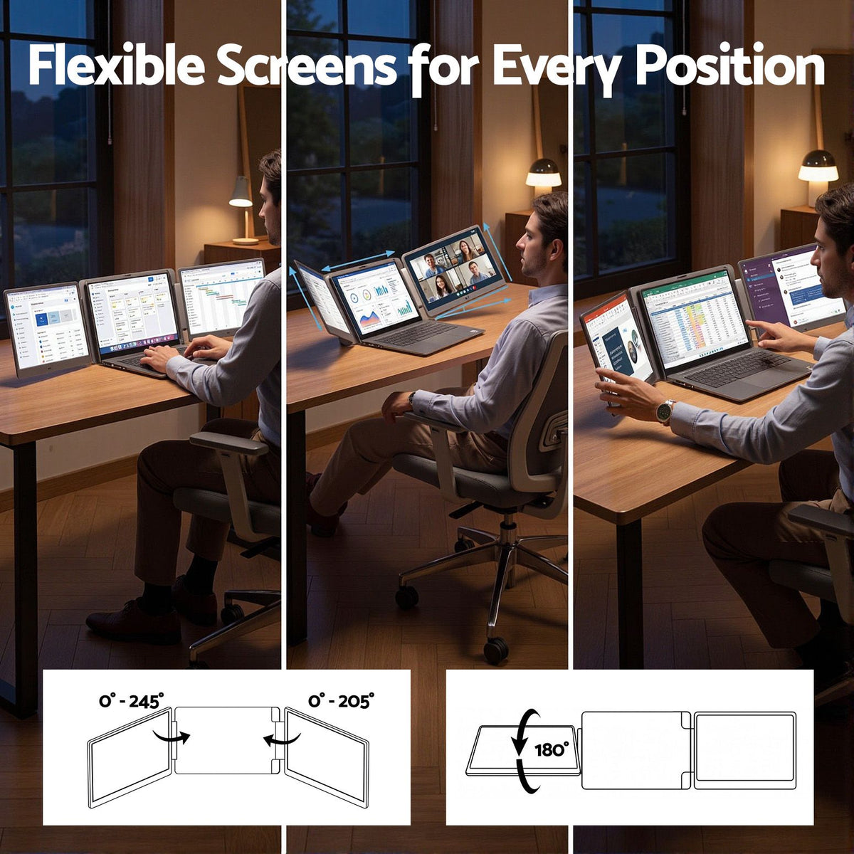 Devanti 14 Inch Portable Monitor Laptop Screen Extender Triple Display Awezingly