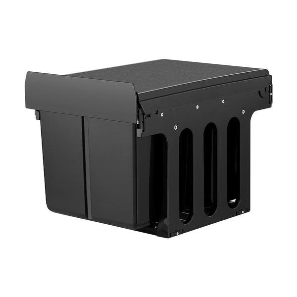 Cefito Pull Out Bin Kitchen Triple Slide Garbage Rubbish Bins Basket Blcak 31L Awezingly