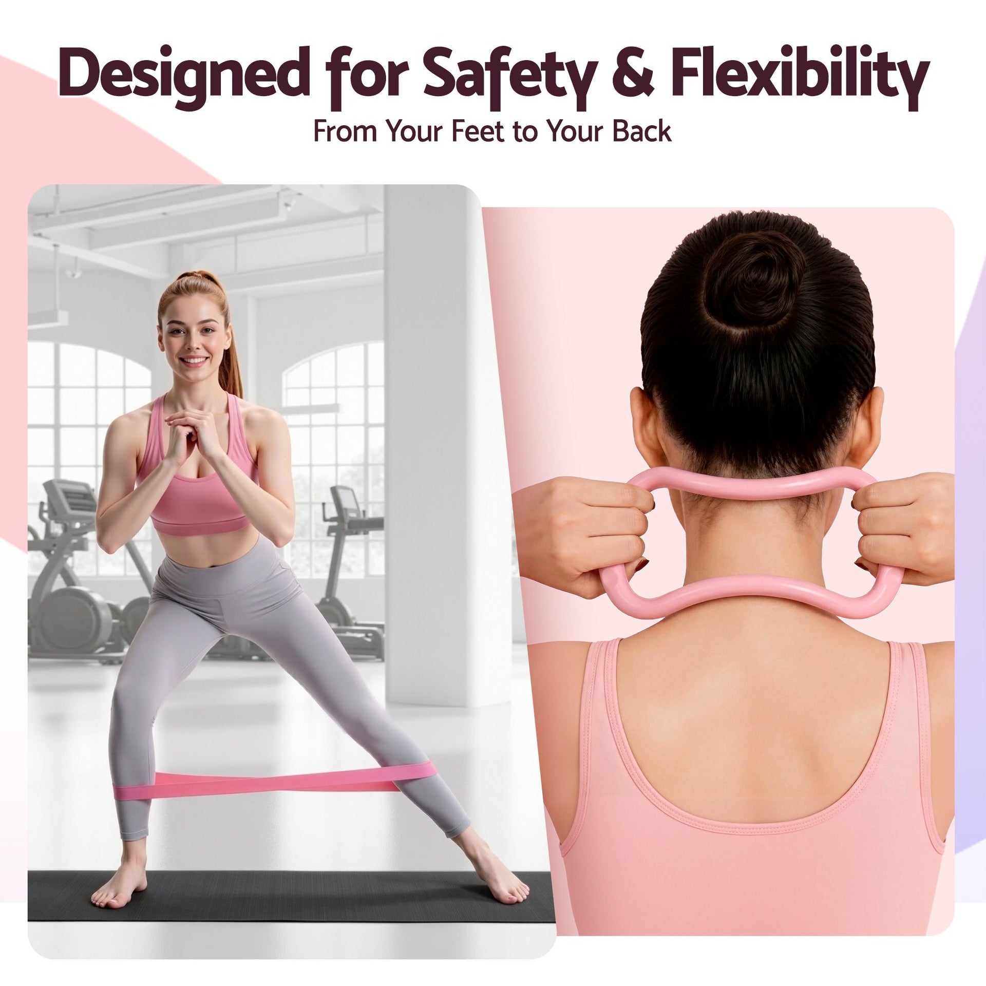 Everfit Pilates Ring Set for Women, 15pcs Home Workout Pilates Equipment with Ring, Ball, Yoga Socks, D-Ring etc. Pilates Starter Kit for Strength, Toning and Flexibility Pink Everfit