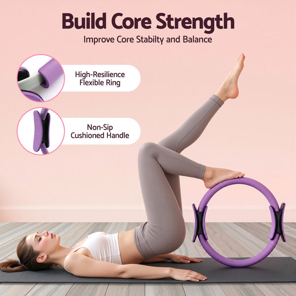 Everfit Pilates Ring Set for Women, 15pcs Home Workout Pilates Equipment with Ring, Ball, Yoga Socks, D-Ring etc. Pilates Starter Kit for Strength, Toning and Flexibility Purple Everfit