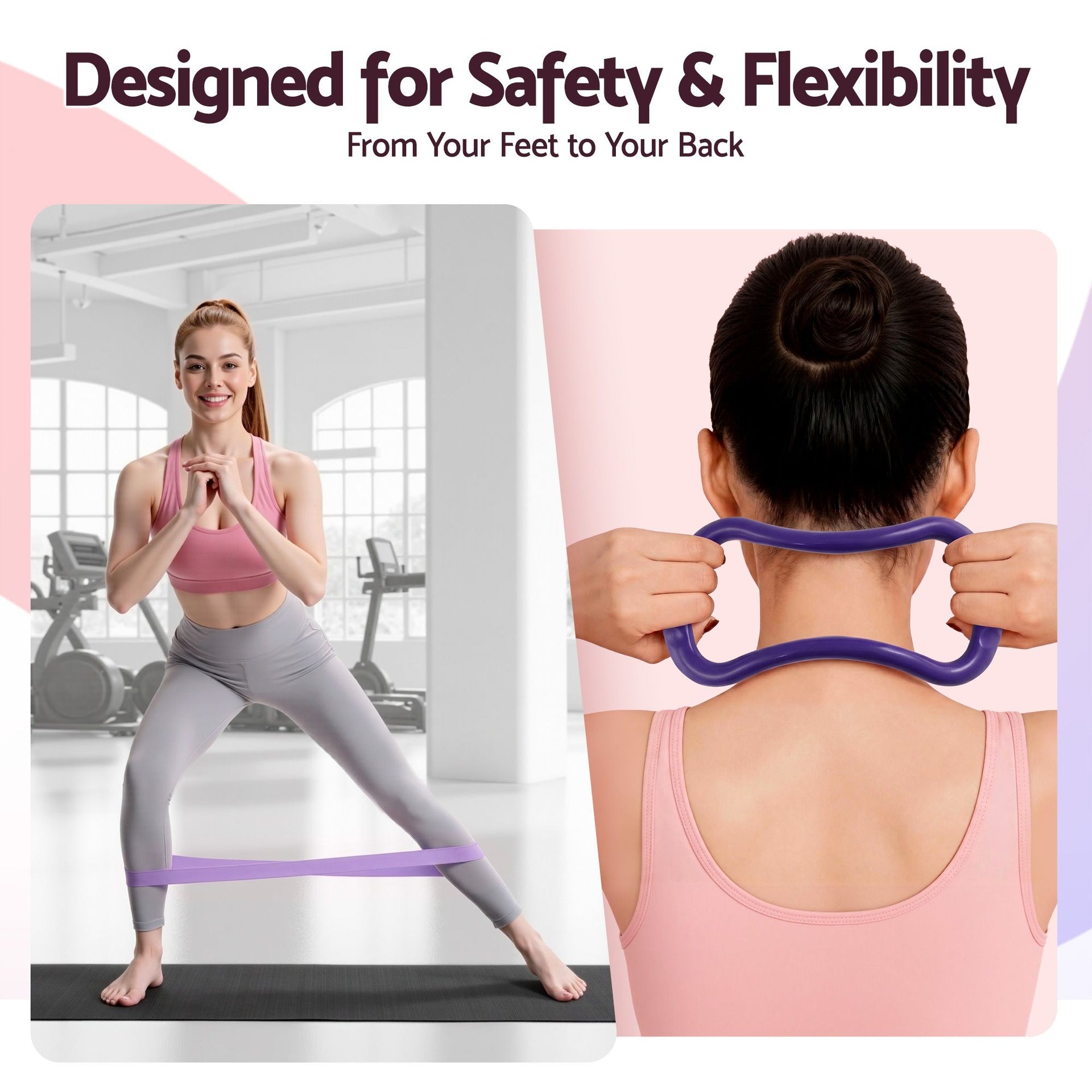 Everfit Pilates Ring Set for Women, 15pcs Home Workout Pilates Equipment with Ring, Ball, Yoga Socks, D-Ring etc. Pilates Starter Kit for Strength, Toning and Flexibility Purple Everfit