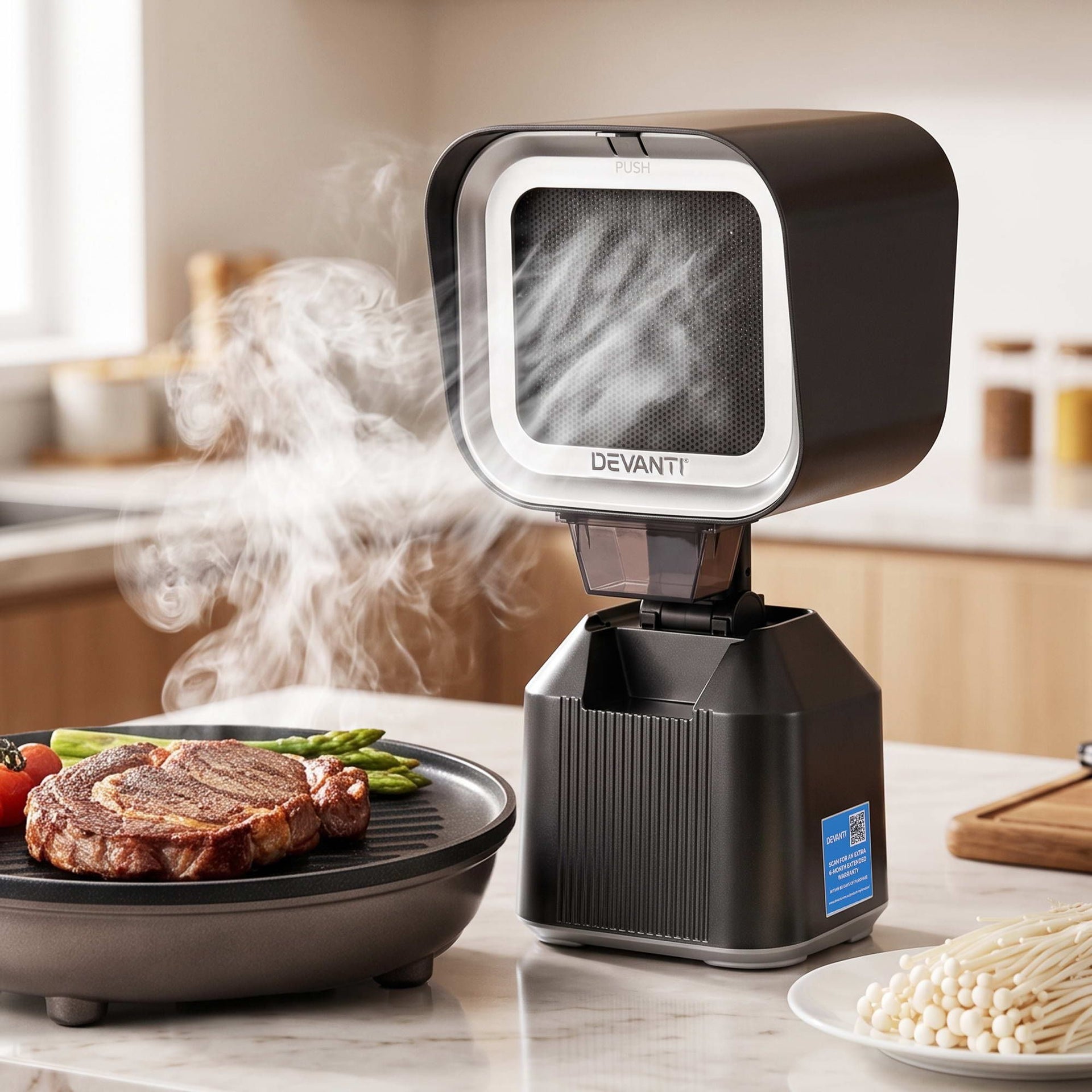 Devanti Portable Range Hood Desktop Exhaust Fan Adjustable Dual Filters Black Awezingly