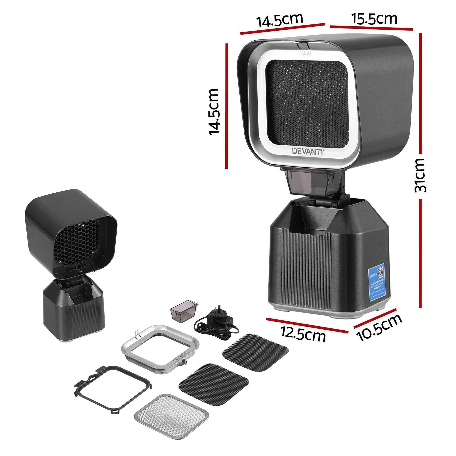 Devanti Portable Range Hood Desktop Exhaust Fan Adjustable Dual Filters Black Awezingly