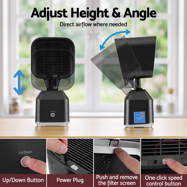 Devanti Portable Range Hood Desktop Exhaust Fan Adjustable Dual Filters Black Awezingly