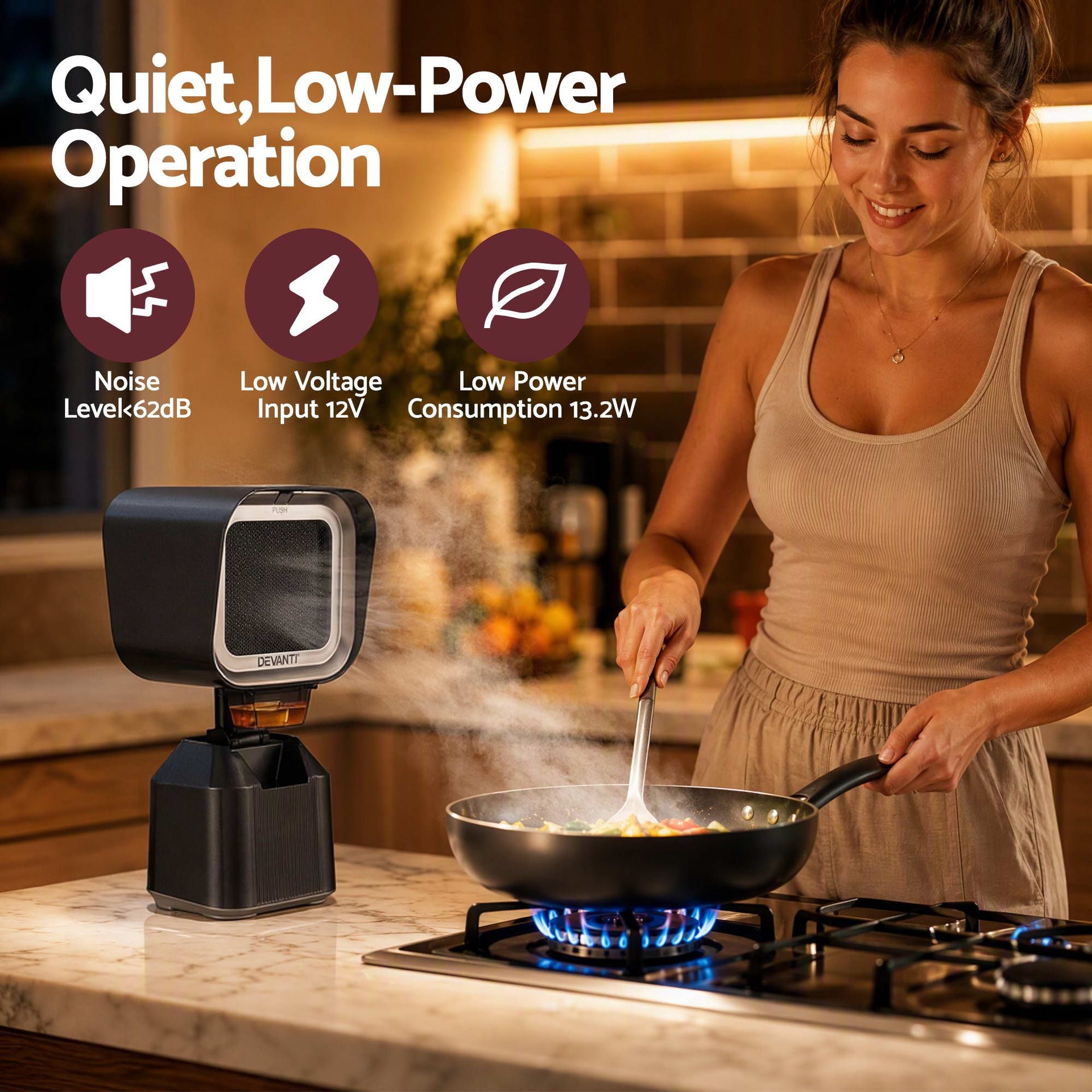 Devanti Portable Range Hood Desktop Exhaust Fan Adjustable Dual Filters Black Awezingly