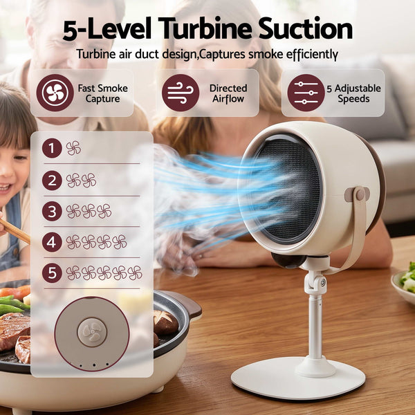 Devanti Portable Range Hood 5-Speed Rechargeable Desktop Extractor Fan BBQ Awezingly