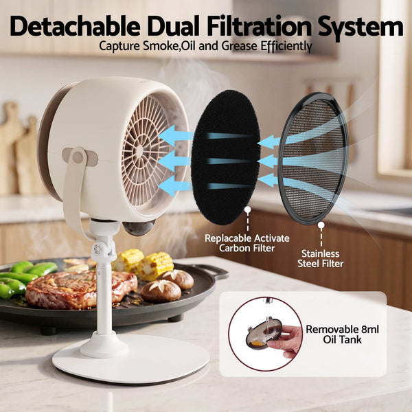 Devanti Portable Range Hood 5-Speed Rechargeable Desktop Extractor Fan BBQ Awezingly