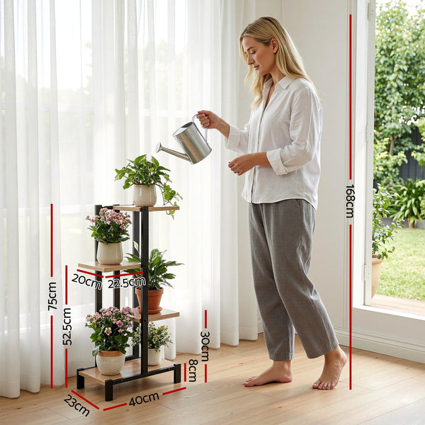 Artiss 4 Tiers Plant Stand Metal Flower Pots Shelf Indoor Outdoor Garden Home Artiss