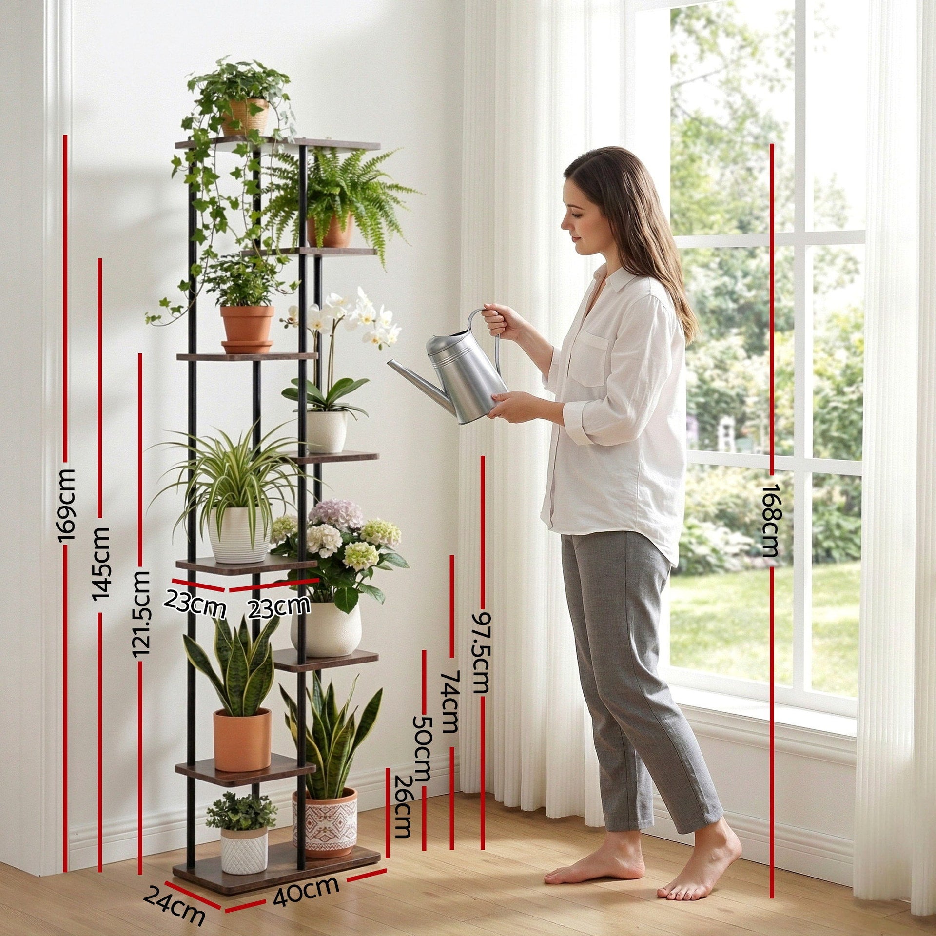 Artiss 8 Tiers Plant Stand Metal Flower Pots Shelf Indoor Outdoor Garden Home Artiss