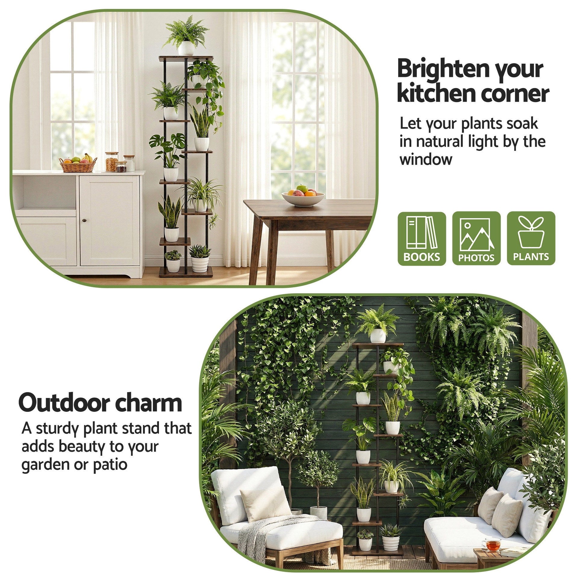 Artiss 8 Tiers Plant Stand Metal Flower Pots Shelf Indoor Outdoor Garden Home Artiss