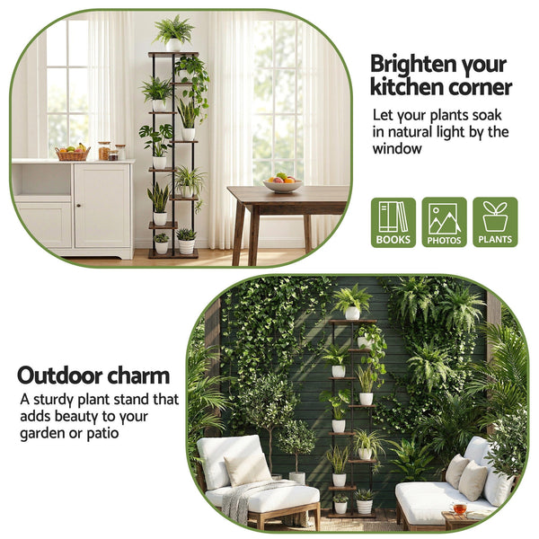 Artiss 8 Tiers Plant Stand Metal Flower Pots Shelf Indoor Outdoor Garden Home Artiss