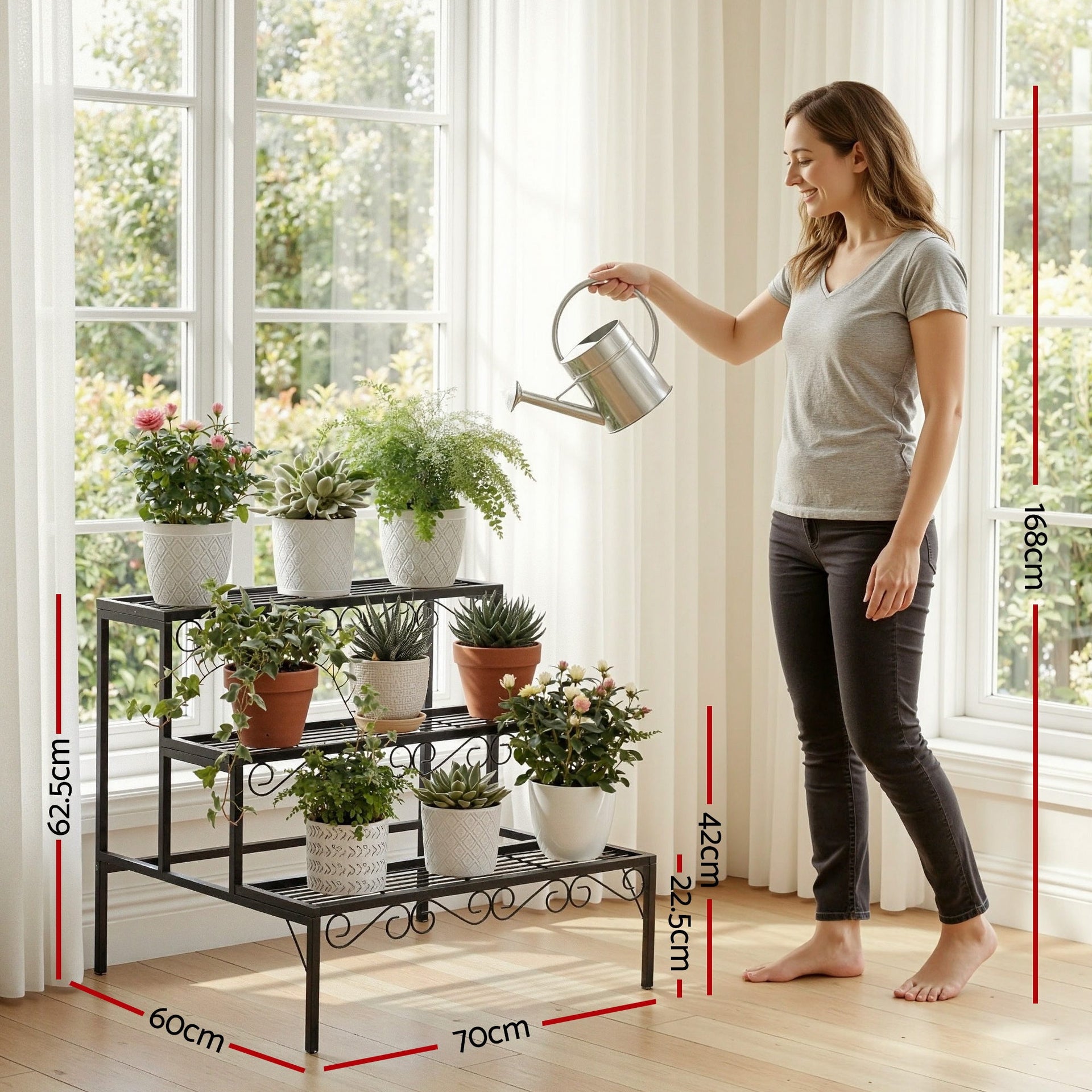 Artiss Plant Stand 3 Tier Metal Corner Plant Shelf Multiple Flower Holder Rack Artiss